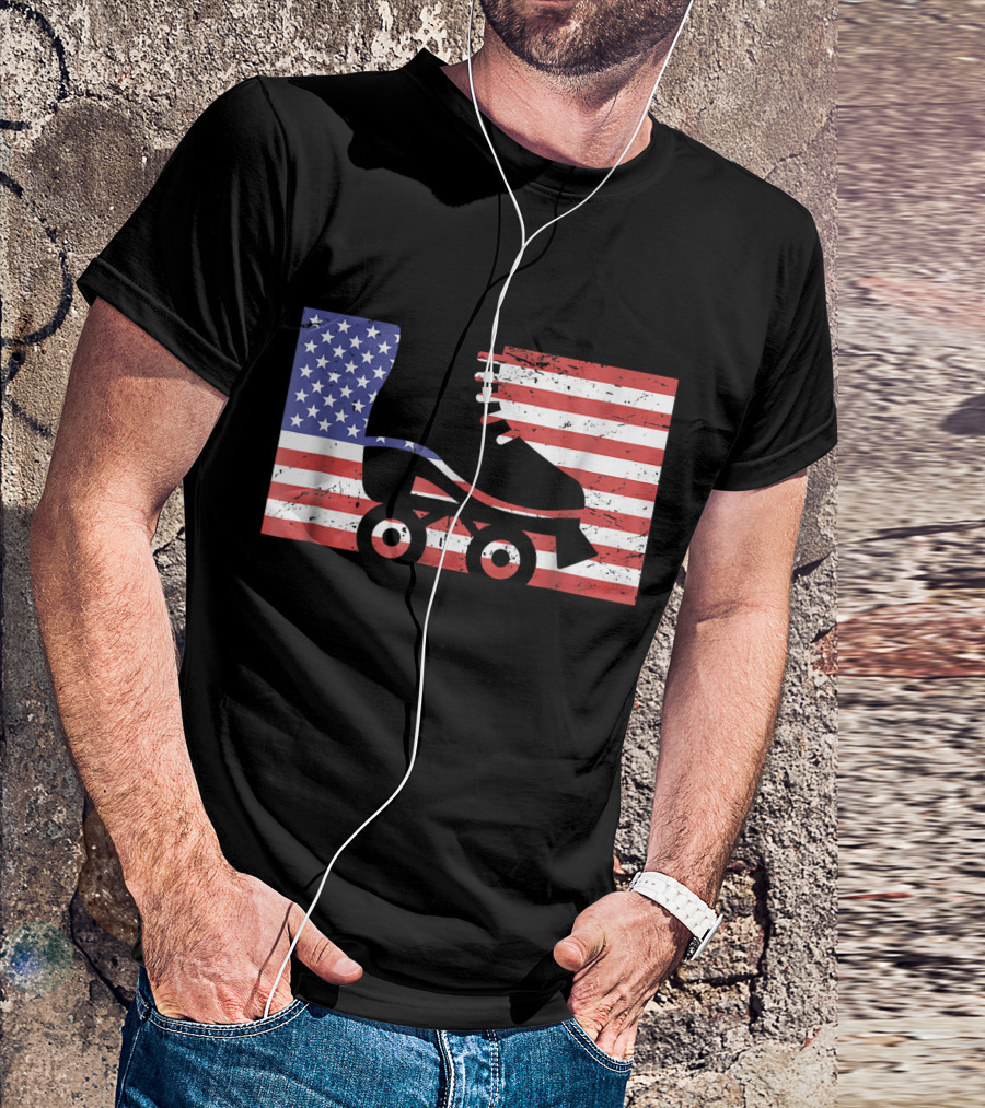 American Flag With Roller Skate T-Shirt