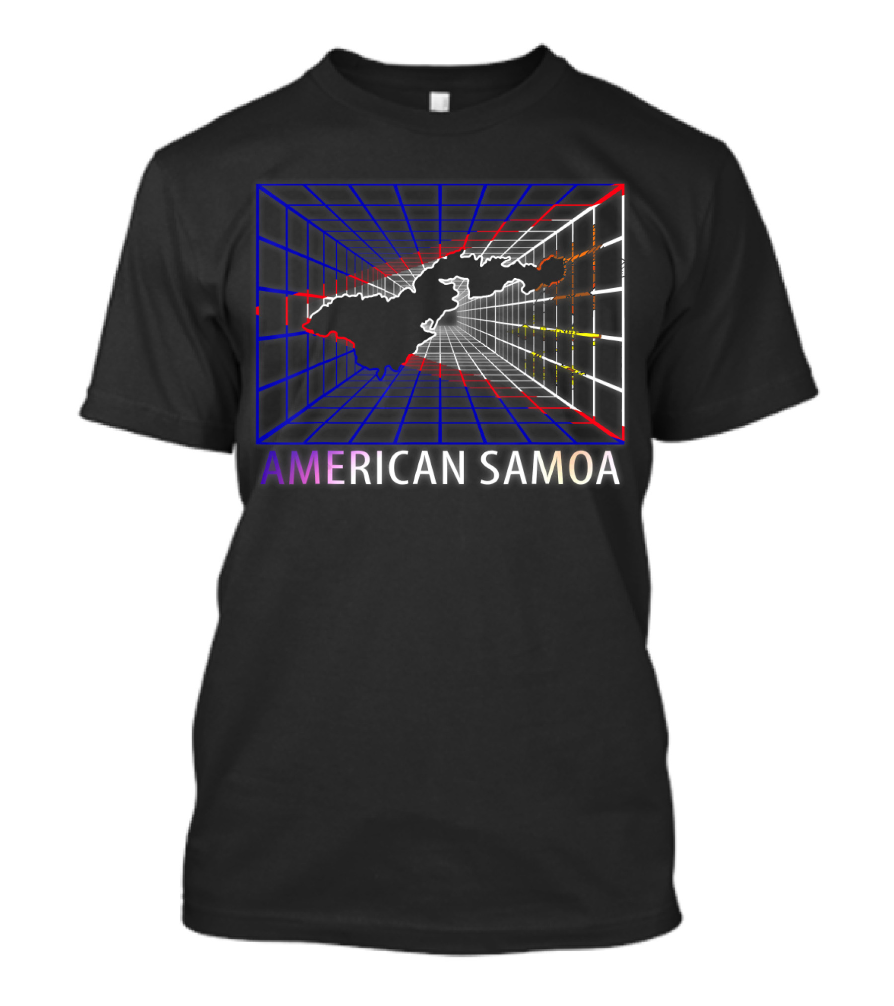 AMERICAN SAMOA Map American Samoan Retro Grid T-Shirt
