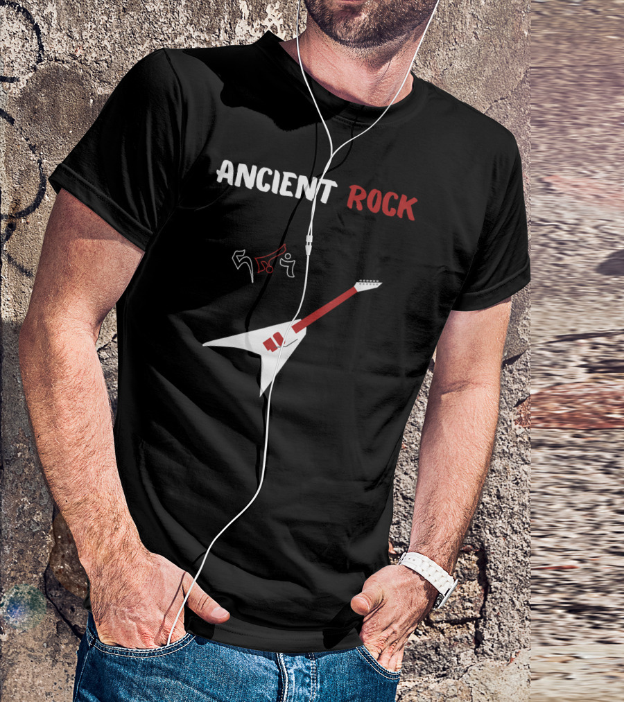 Ancient Rock Guitar White Red Heavy Metal T-Shirt