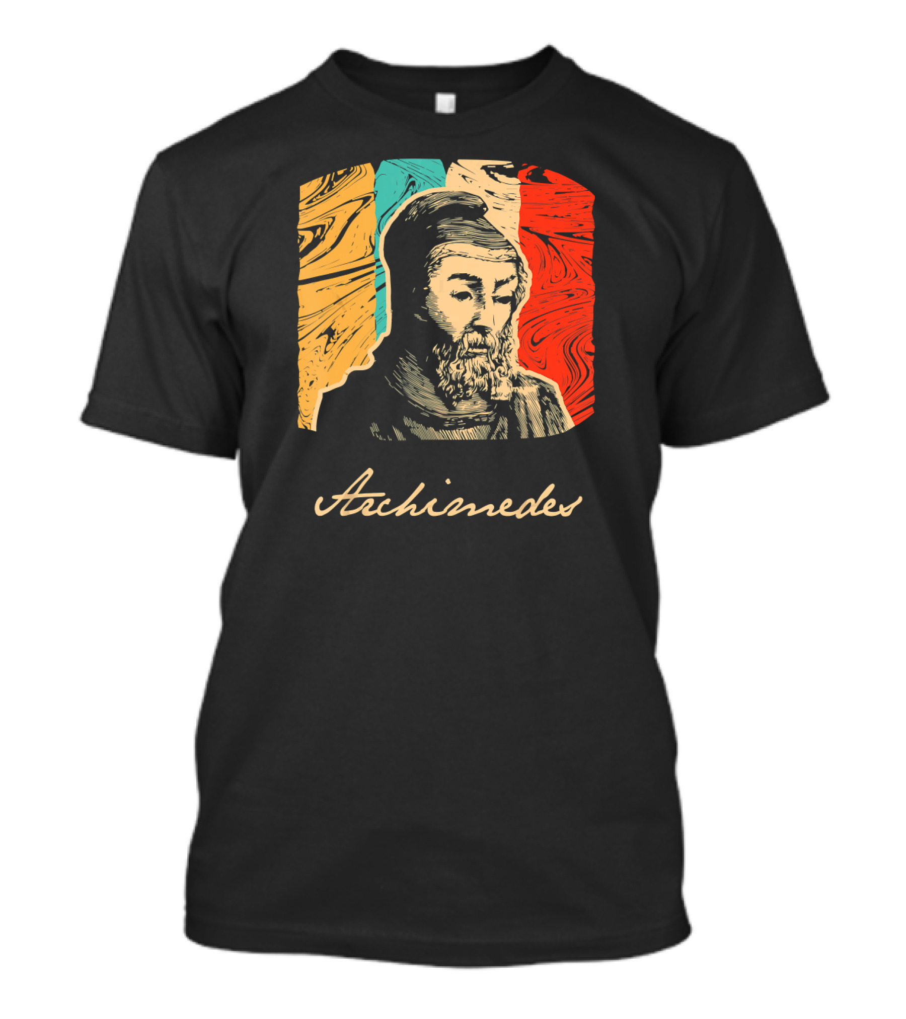 Archimedes Portrait With Colorful Abstract Background T-Shirt