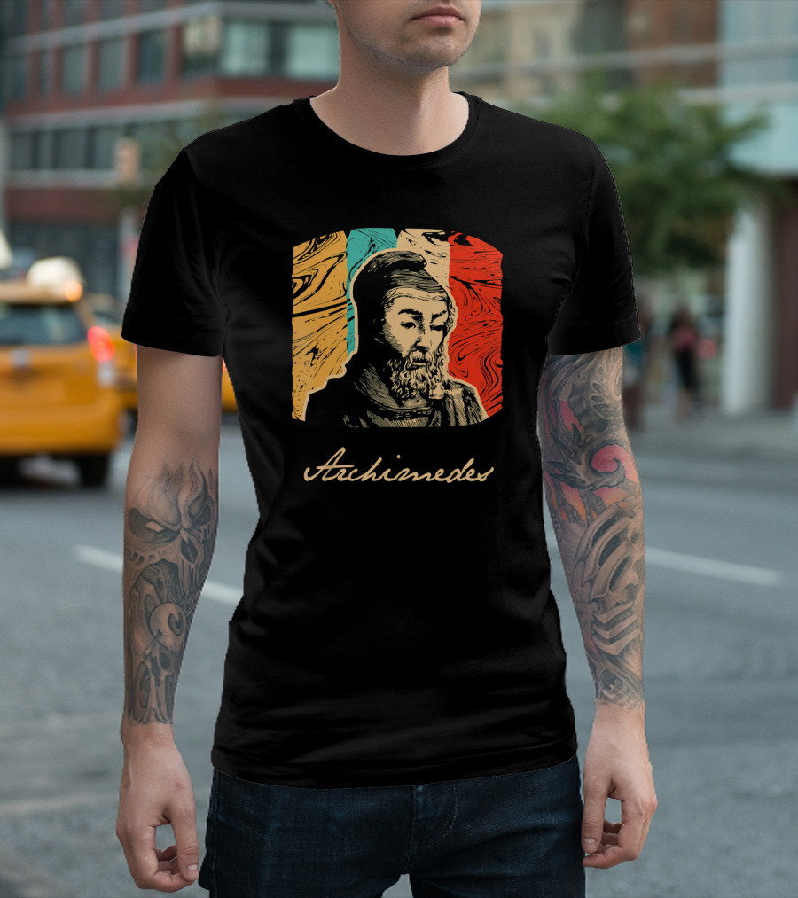 Archimedes Portrait With Colorful Abstract Background T-Shirt