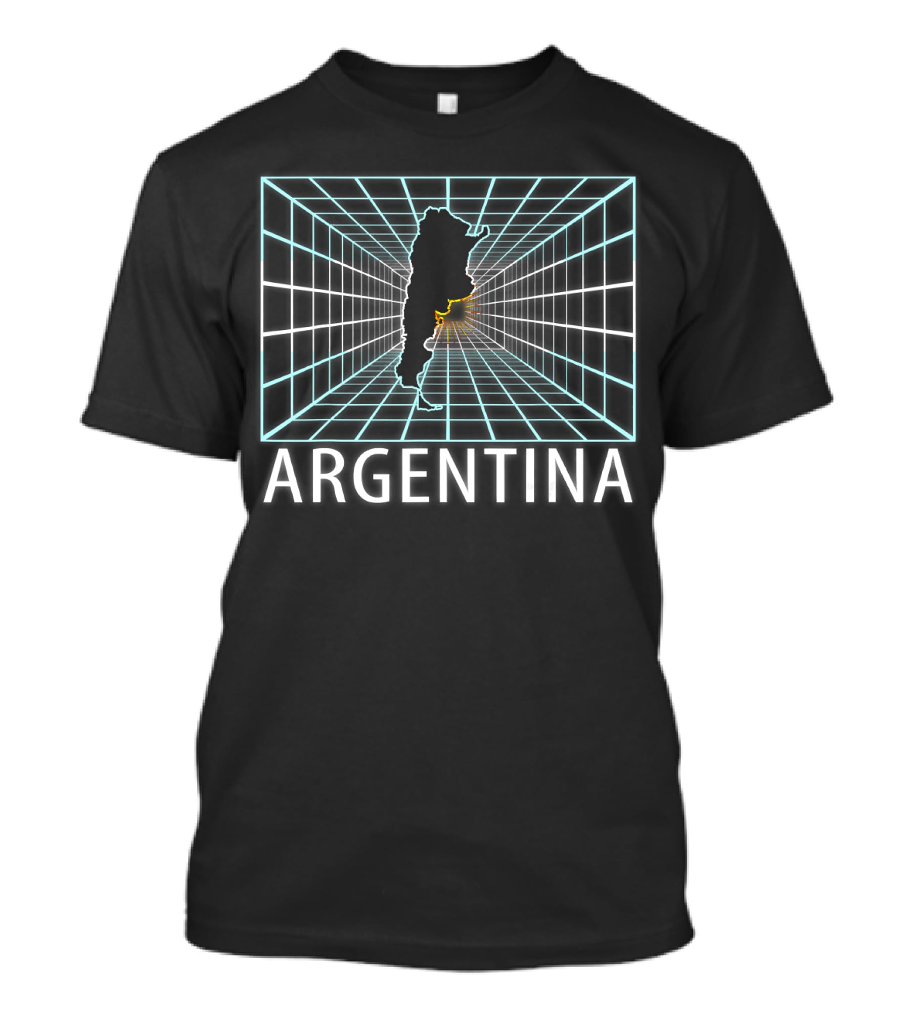 Argentina Map With Retro Grid Background T-Shirt