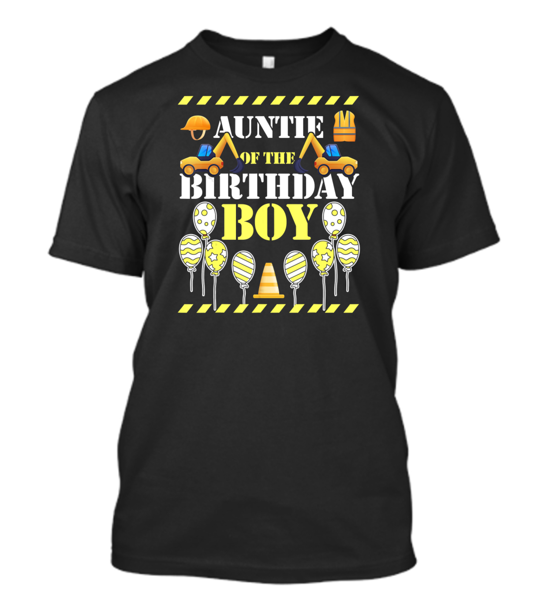 Auntie Of The Birthday Boy Construction Theme With Balloons And Excavators T-Shirt