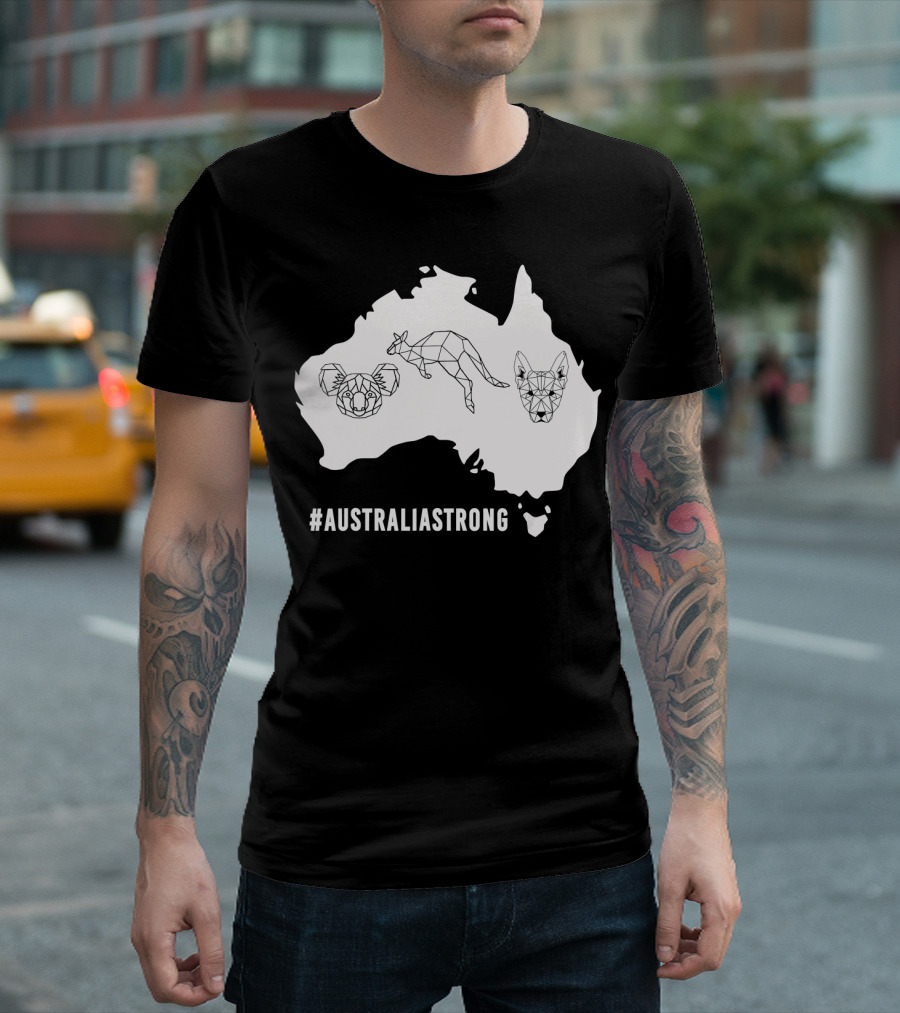 AustraliaStrong Koala Kangaroo Dingo Geometric Map T-Shirt