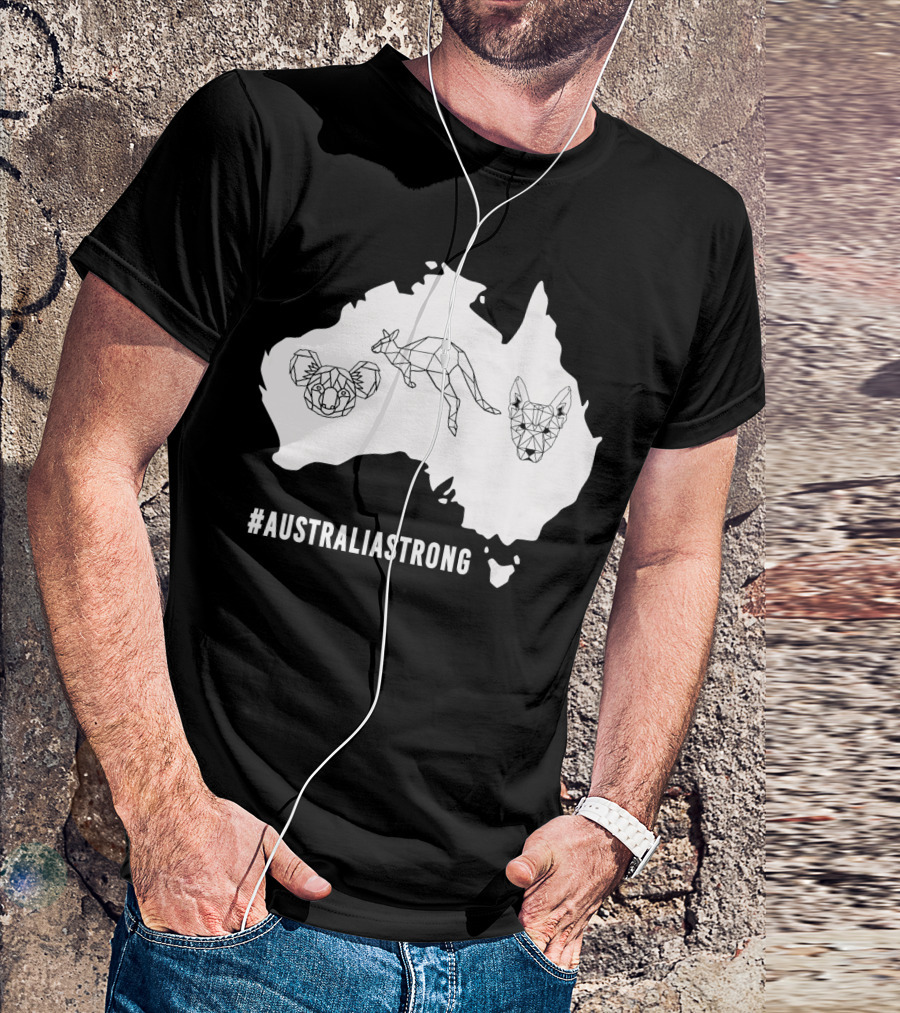 AustraliaStrong Koala Kangaroo Dingo Geometric Map T-Shirt