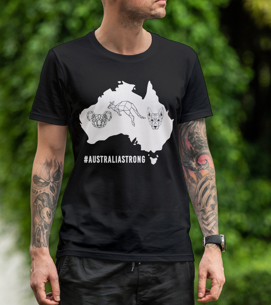 AustraliaStrong Koala Kangaroo Dingo Geometric Map T-Shirt
