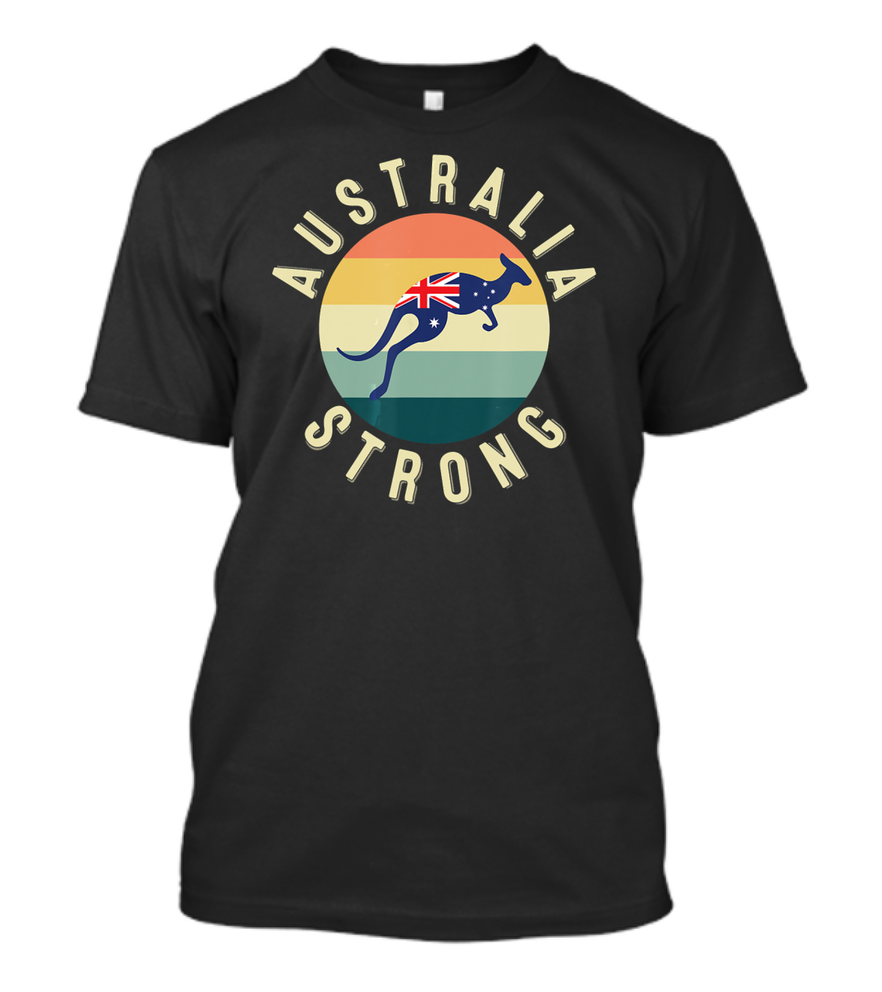Australia Strong Retro Kangaroo With Flag Stripes T-Shirt