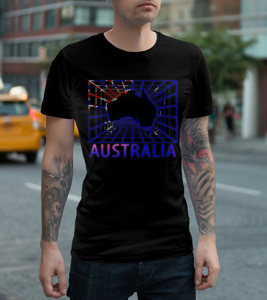 Australia Map Retro Grid T-Shirt
