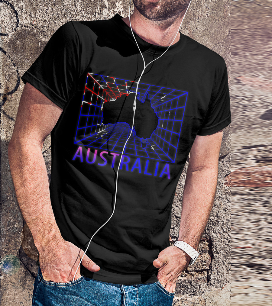 Australia Map Retro Grid T-Shirt