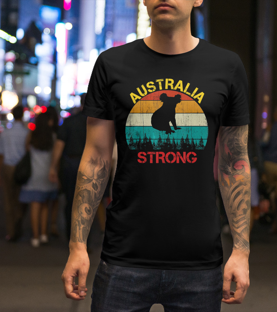 Australia Strong Koala Bear Retro Vin T-Shirt