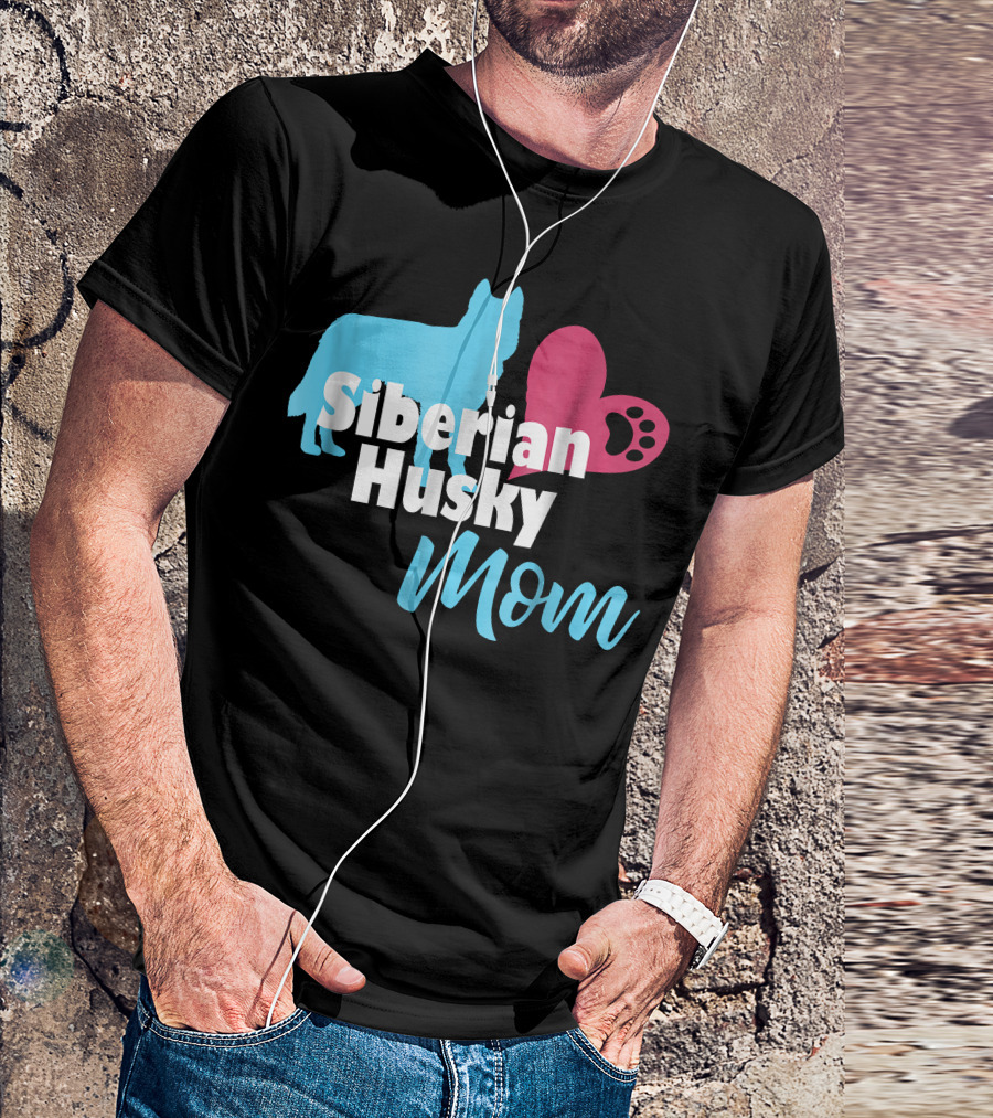 Siberian Husky Mom Love Paw Prints T-Shirt
