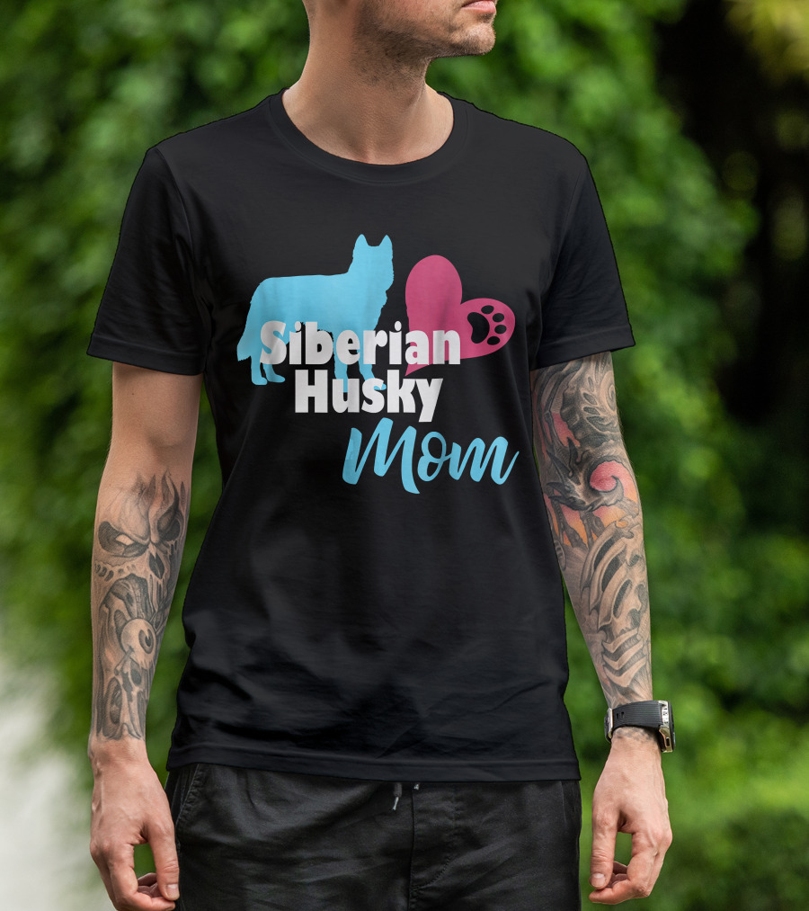 Siberian Husky Mom Love Paw Prints T-Shirt