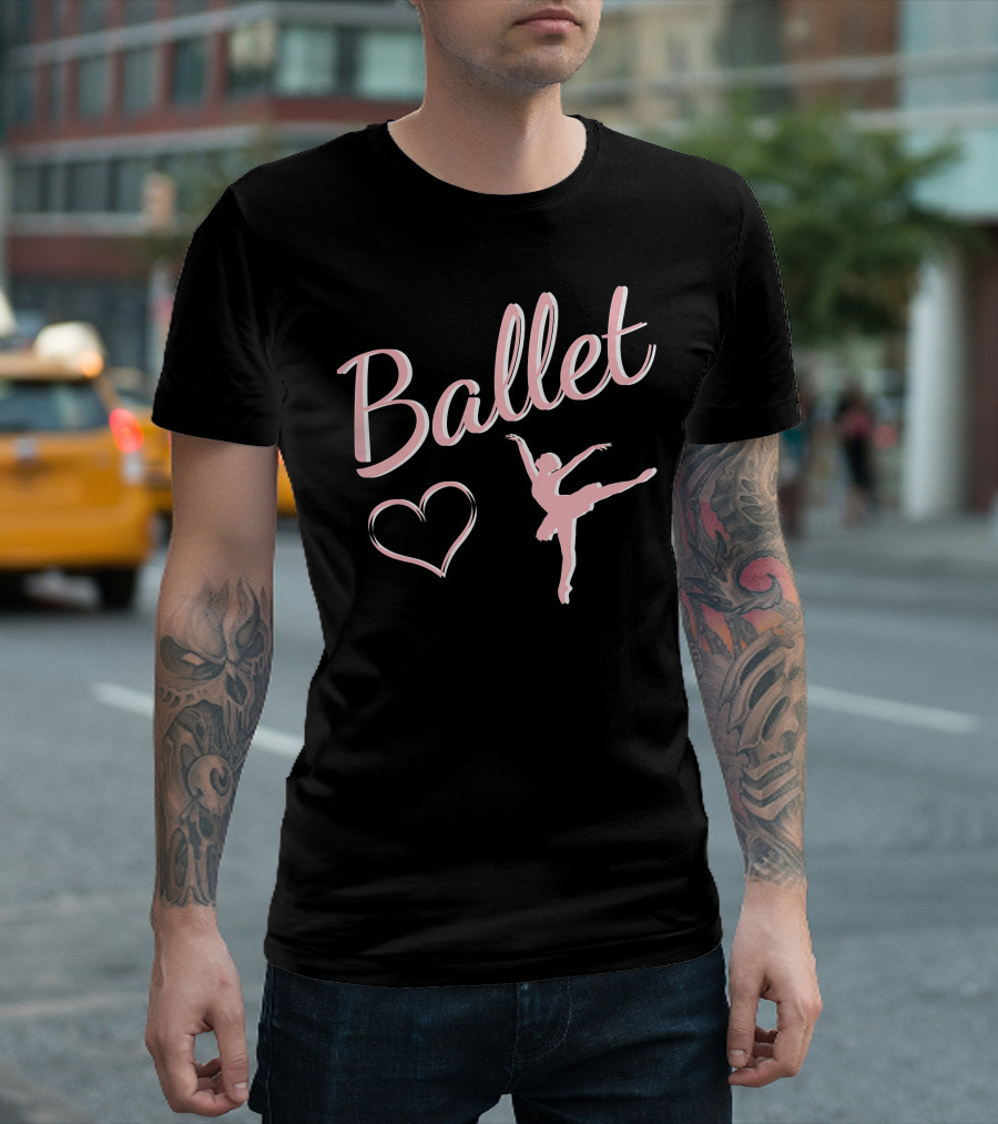 Ballet Ballerina Arabesque with Heart T-Shirt