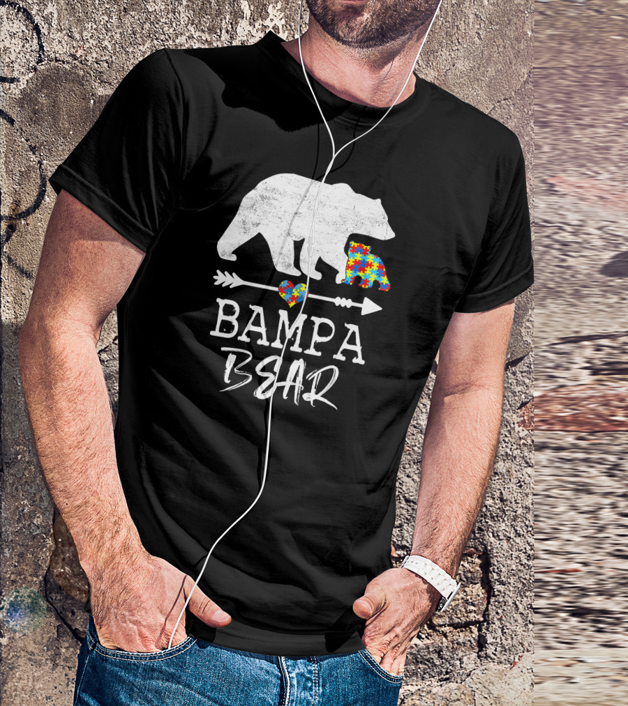Bampa Bear Puzzle Heart Arrow Autism Awareness T-Shirt