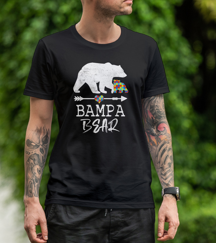 Bampa Bear Puzzle Heart Arrow Autism Awareness T-Shirt