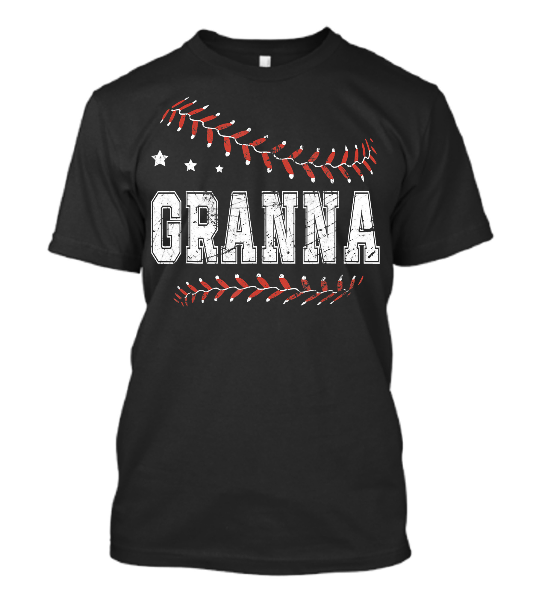 Granna Love Baseball Stars Decor Stitching T-Shirt
