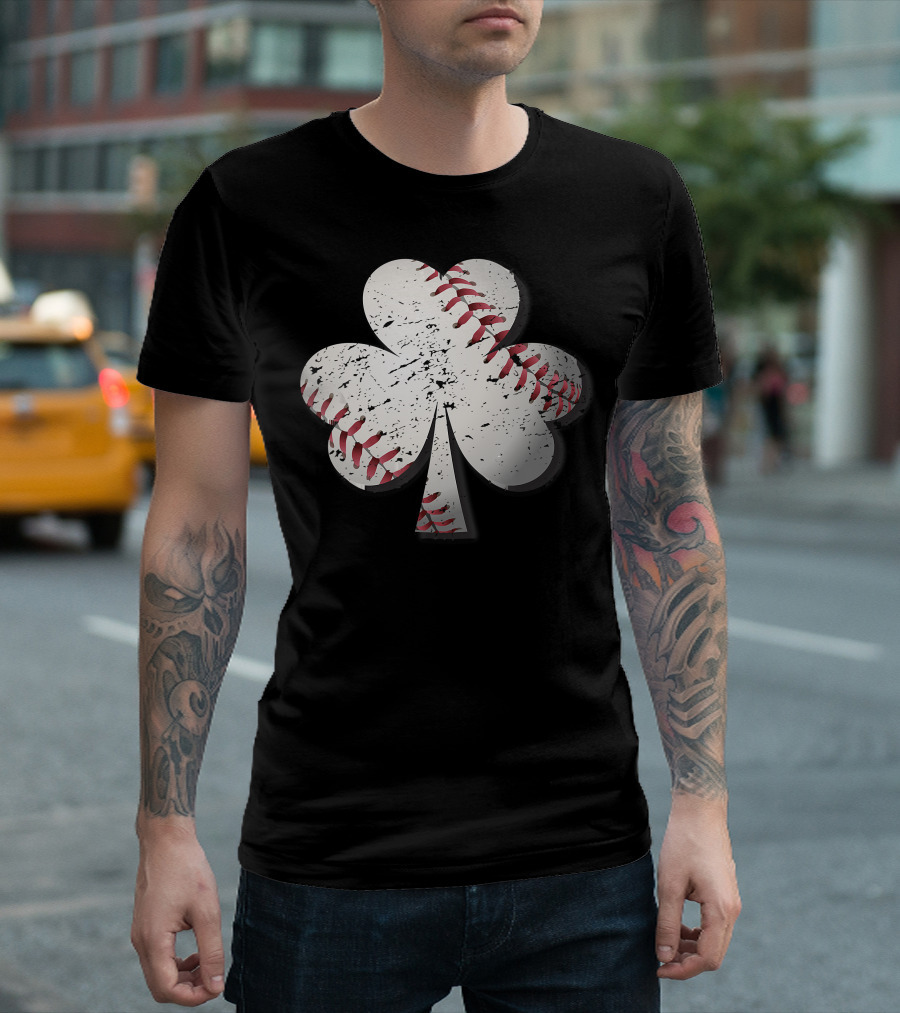 Baseball St Patrick's Day Shamrock Vintage T-Shirt