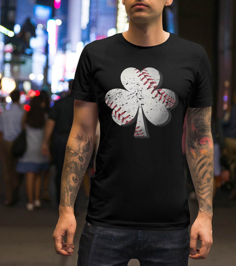 Baseball St Patrick's Day Shamrock Vintage T-Shirt