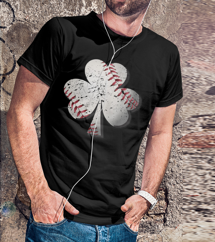 Baseball St Patrick's Day Shamrock Vintage T-Shirt