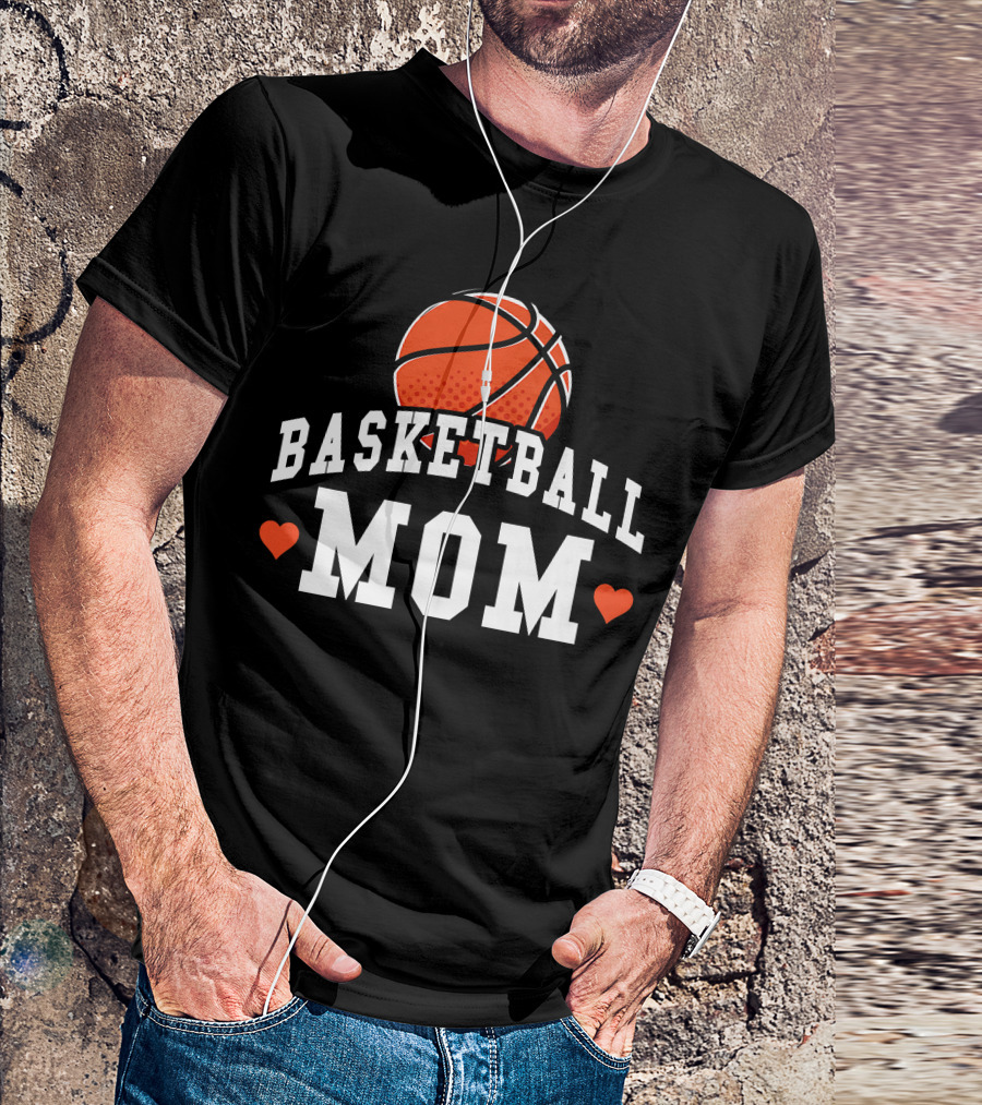 Basketball Mom Women's Shirt With Hearts And Basketball T-Shirt