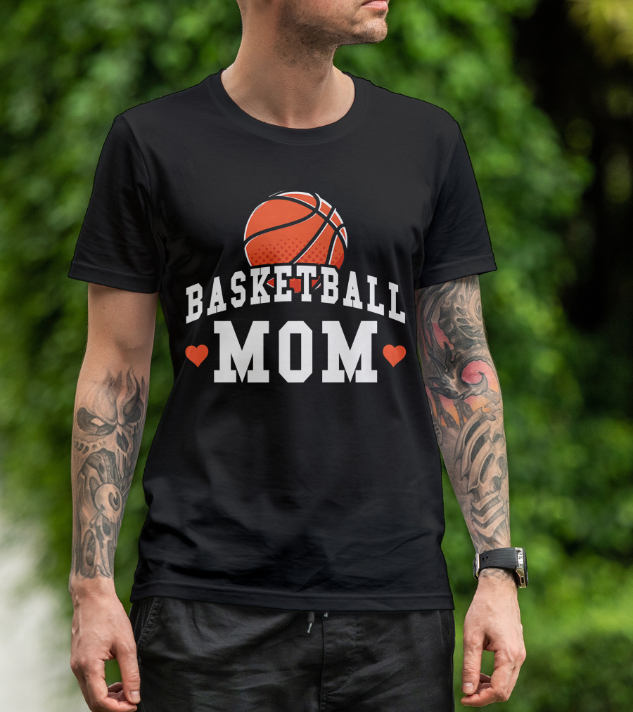 Basketball Mom Women's Shirt With Hearts And Basketball T-Shirt