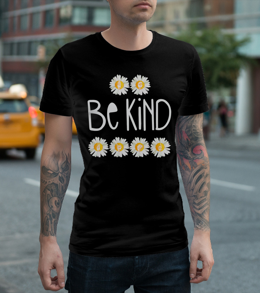 Be Kind Daisy Peace Symbol Cute Rainbow T-Shirt