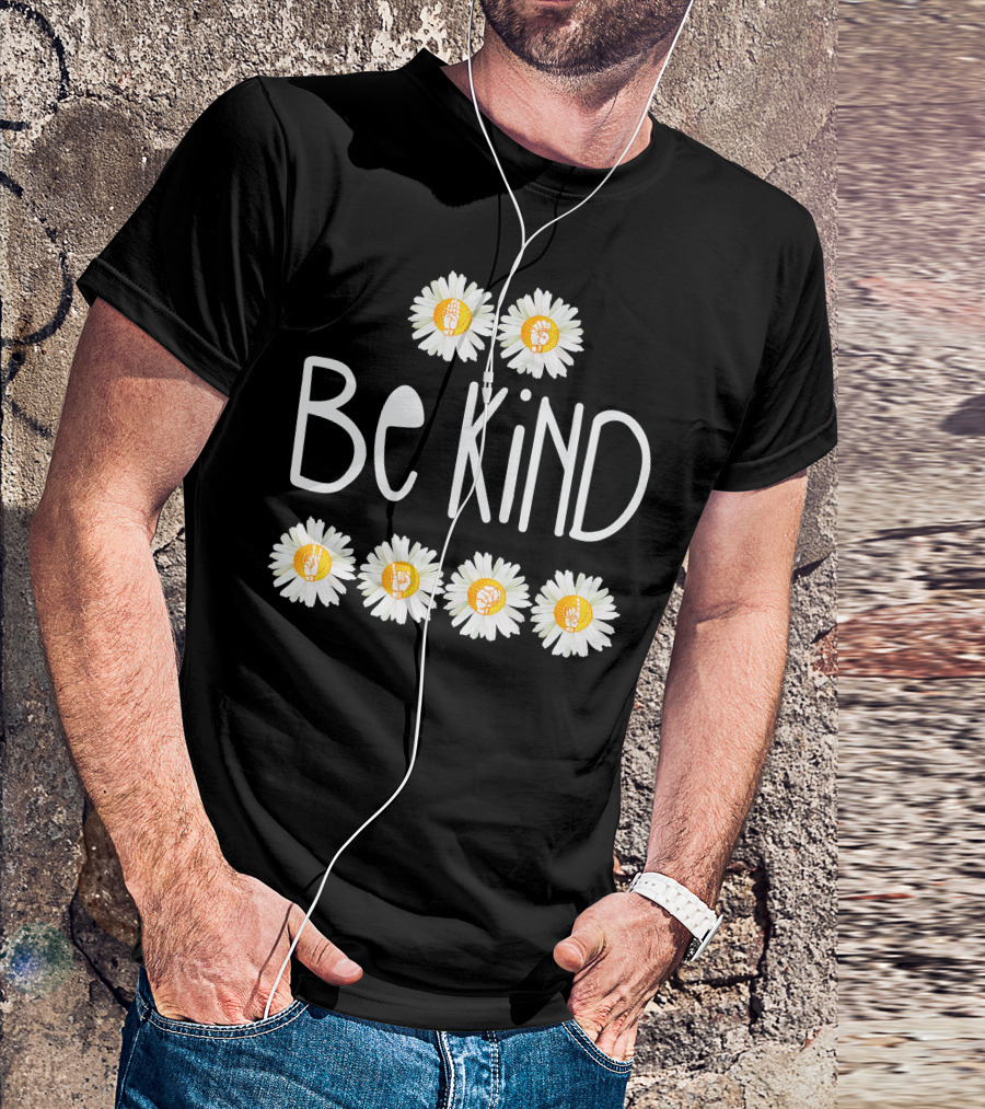 Be Kind Daisy Peace Symbol Cute Rainbow T-Shirt