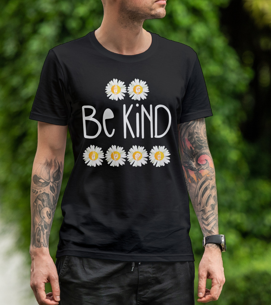 Be Kind Daisy Peace Symbol Cute Rainbow T-Shirt
