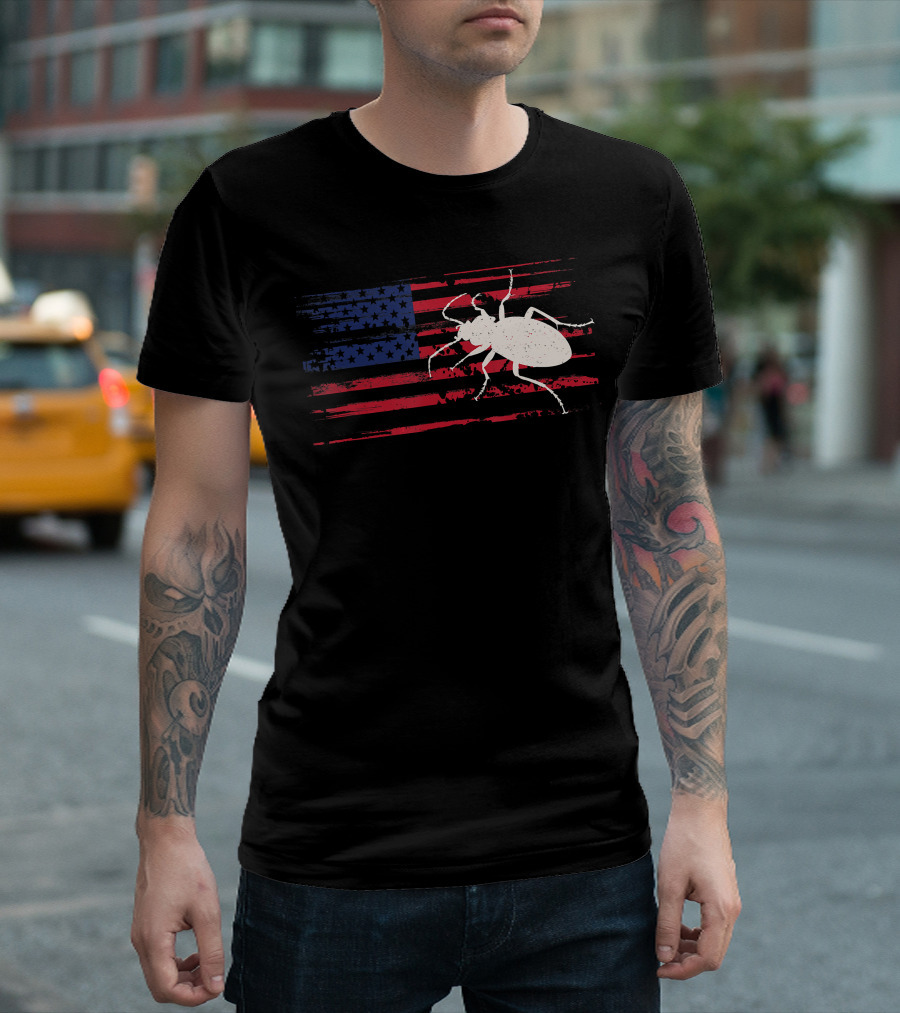 Beetle American Flag Ladybug USA T-Shirt