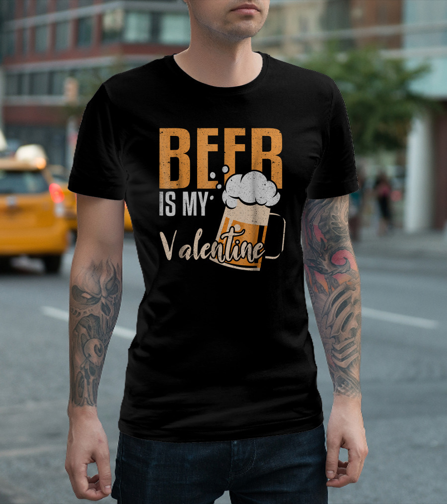 Beer Is My Valentine Bubbles And Mug Valentine's Day Fun T-Shirt