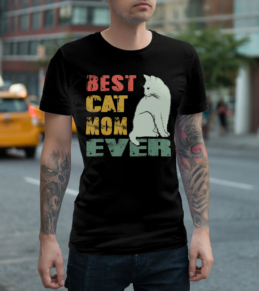 Best Cat Mom Ever Vintage Cat Mother T-Shirt
