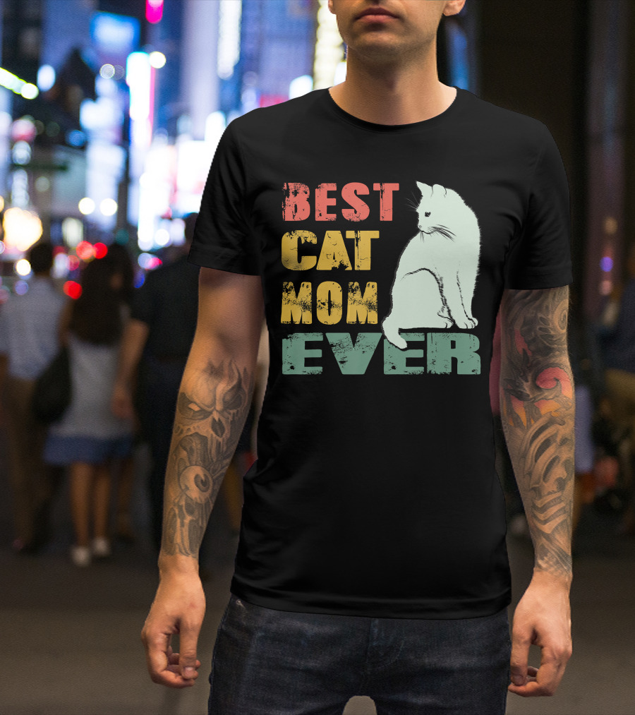 Best Cat Mom Ever Vintage Cat Mother T-Shirt