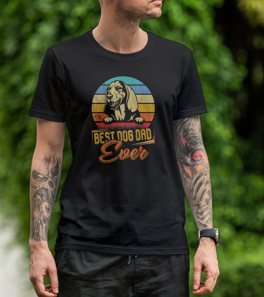 Best Dog Dad Ever Basset Hound Retro T-Shirt