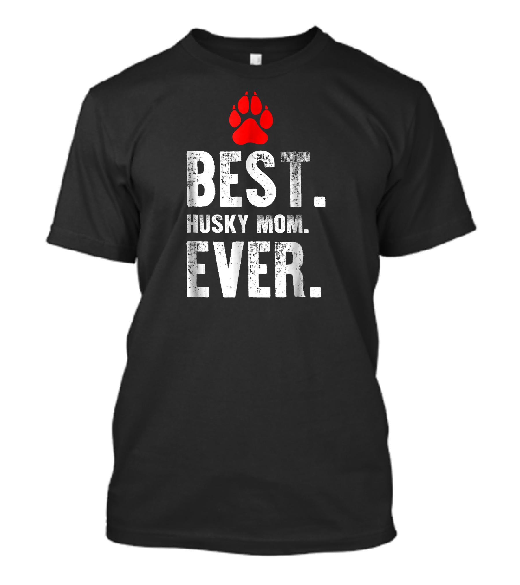 Best Husky Mom Ever With Red Paw Prints T-Shirt