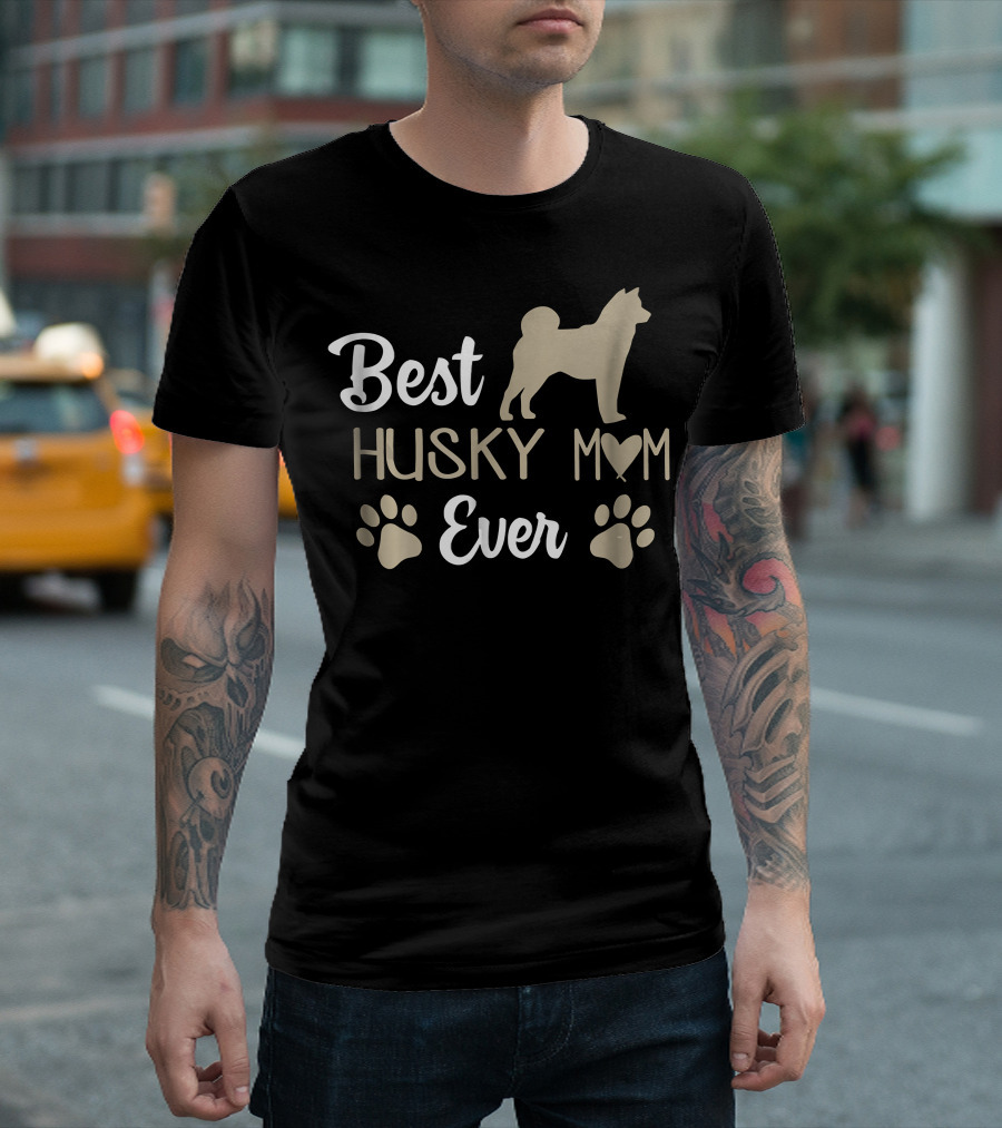 Best Husky Mom Ever Paw Prints Siberian T-Shirt