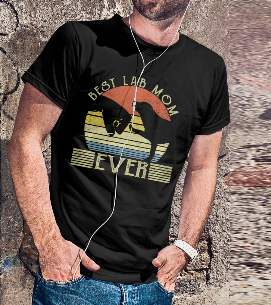 Best Lab Mom Ever Retro Labrador Retriever Sunset Stripe T-Shirt