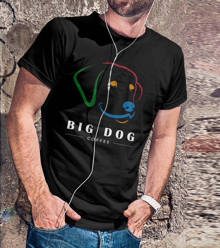 BIG DOG COFFEE Colorful Dog Outline T-Shirt