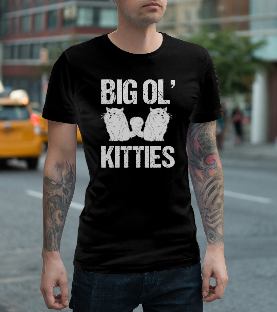 Big Ol Kitties Funny Cat Lover White Furry Cats T-Shirt