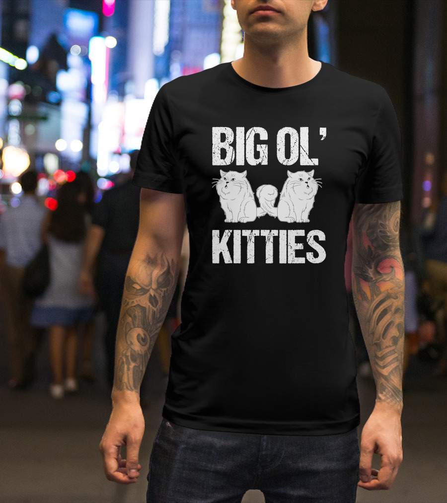 Big Ol Kitties Funny Cat Lover White Furry Cats T-Shirt