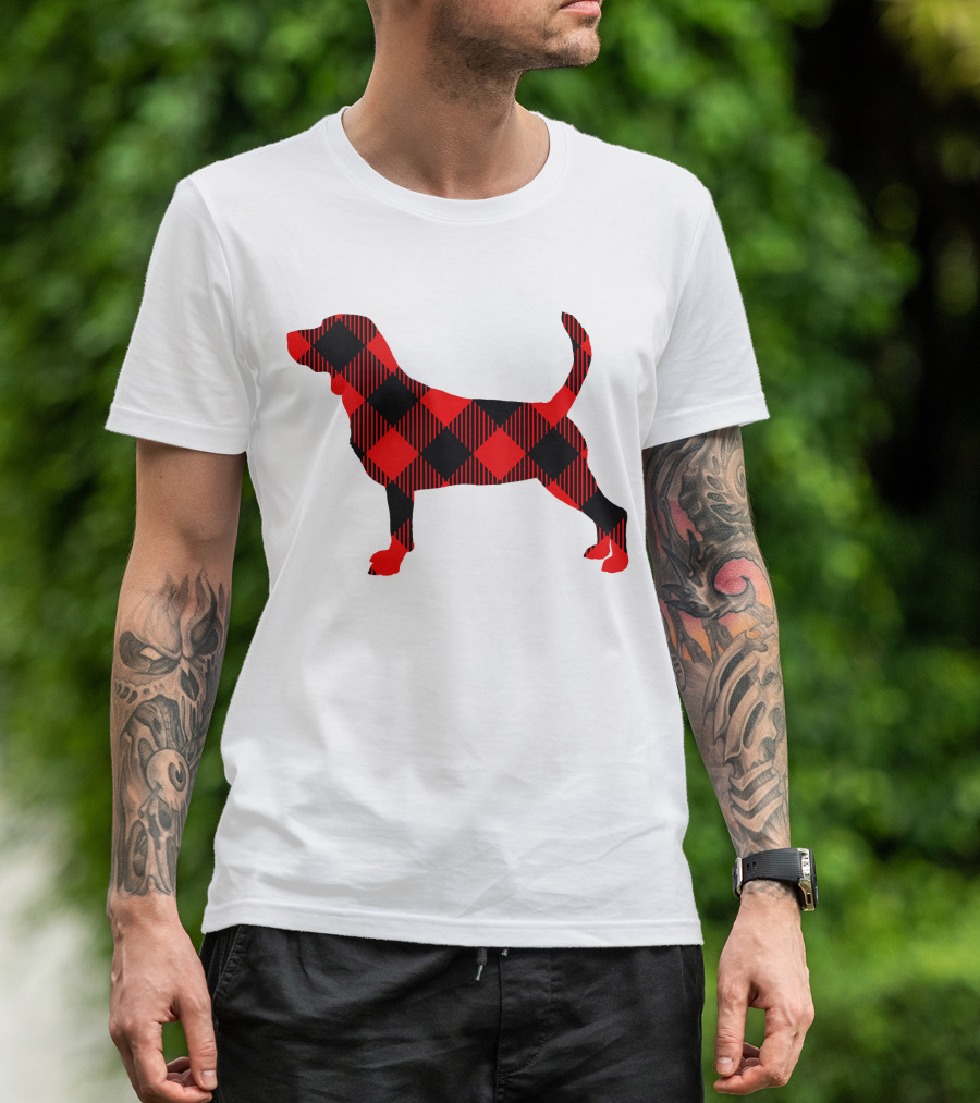 Black Red Plaid Labrador Dog Mom Paw T-Shirt