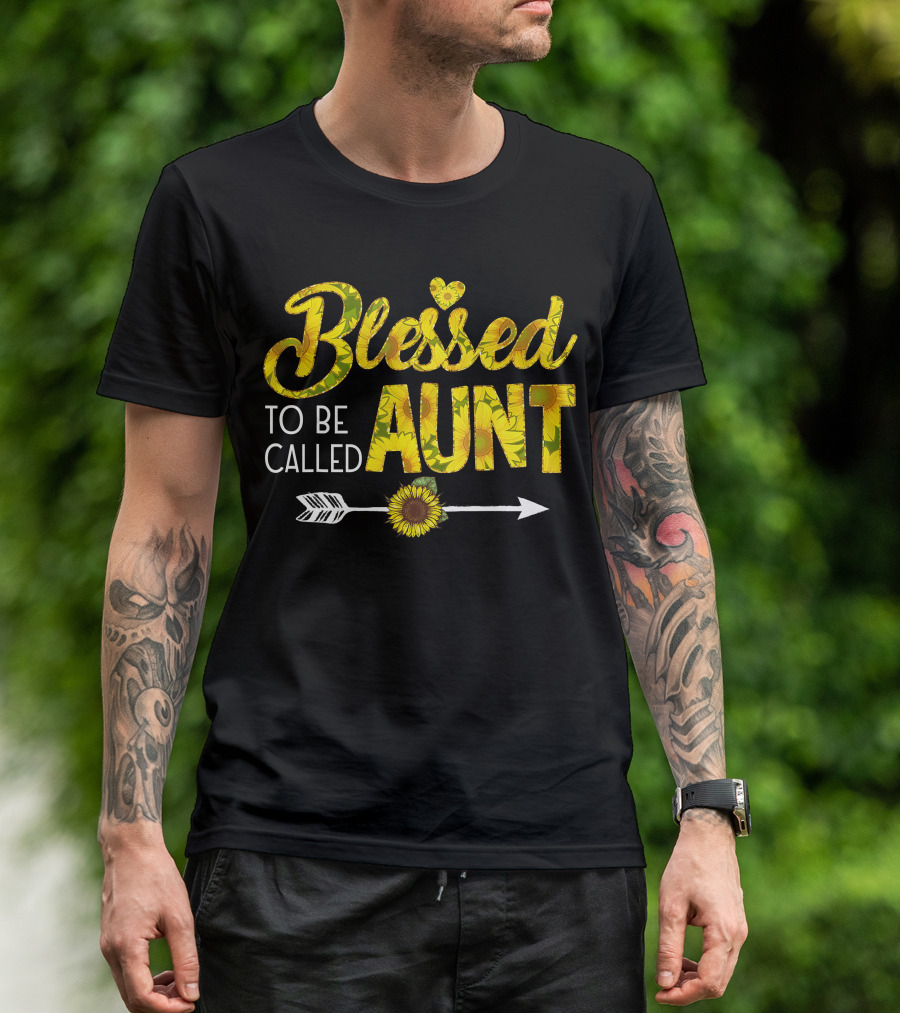 Blessed To Be Called Aunt Sunflower Arrow Heart T-Shirt