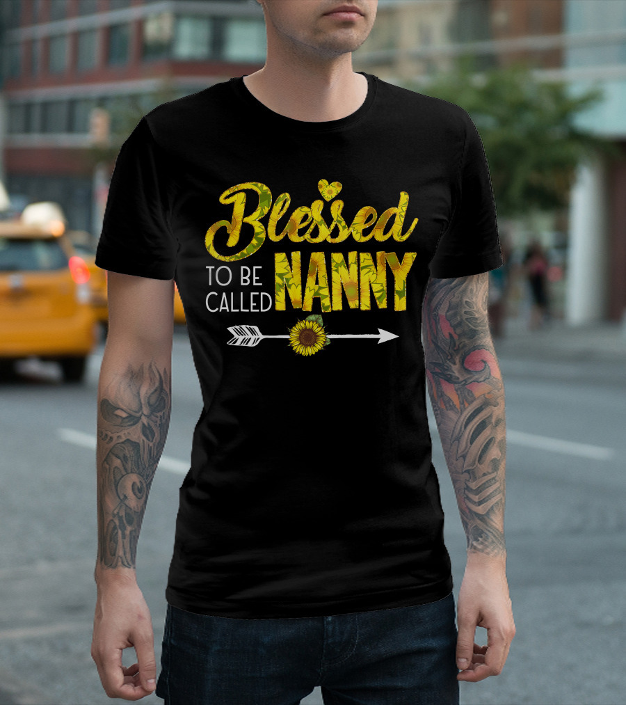 Blessed To Be Called Nanny Sunflower Arrow Heart T-Shirt