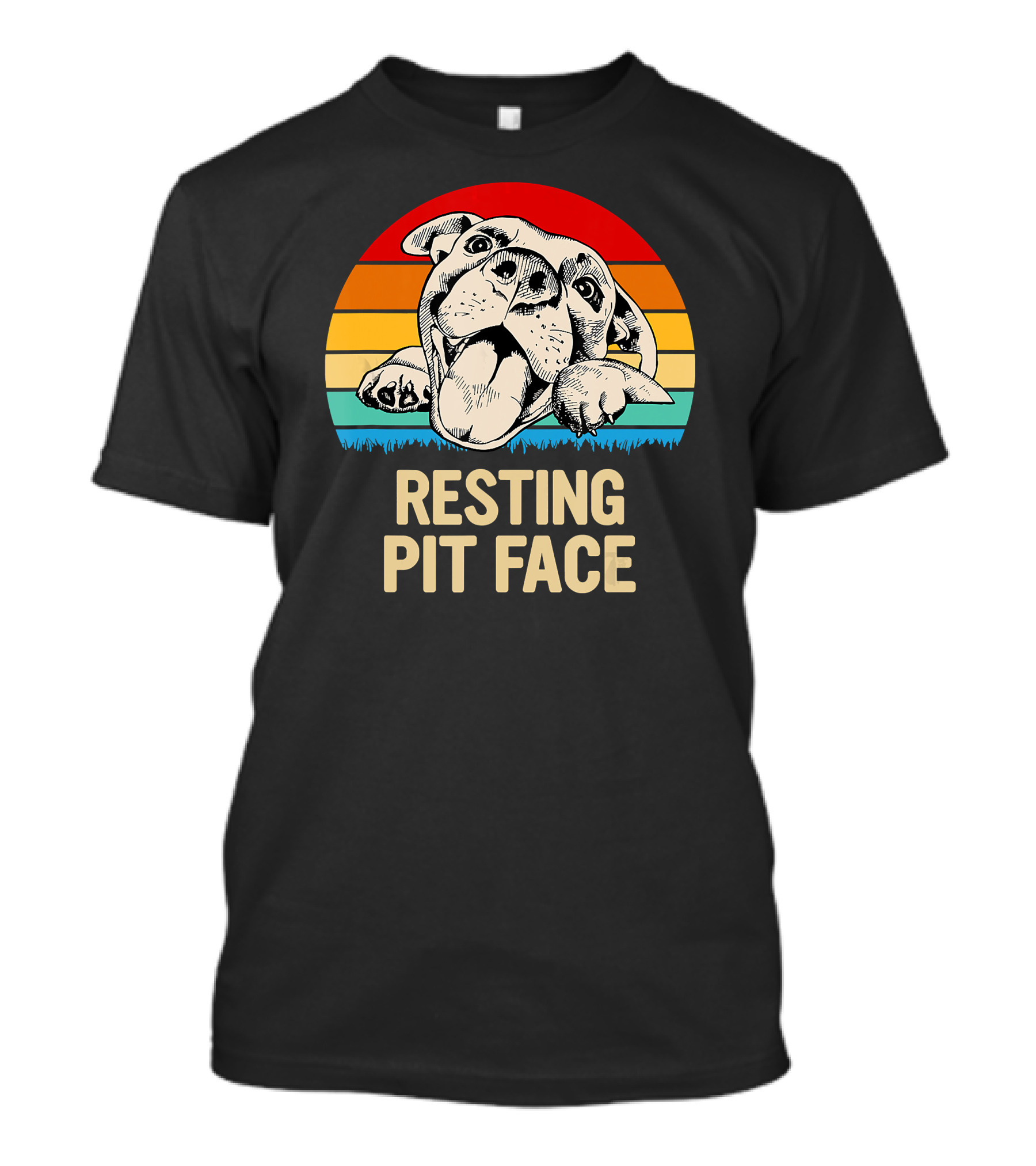 Resting Pit Face Bombshell Bullies Pit Bull Rescue Retro T-Shirt