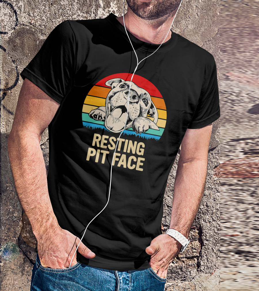 Resting Pit Face Bombshell Bullies Pit Bull Rescue Retro T-Shirt