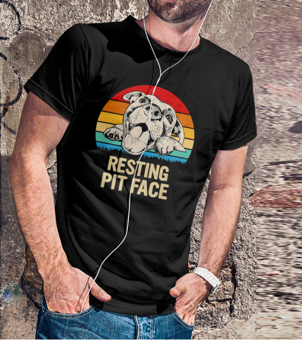 Resting Pit Face Bombshell Bullies Pit Bull Rescue Retro T-Shirt