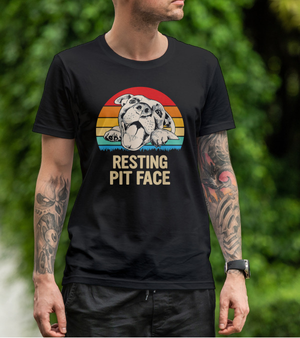 Resting Pit Face Bombshell Bullies Pit Bull Rescue Retro T-Shirt