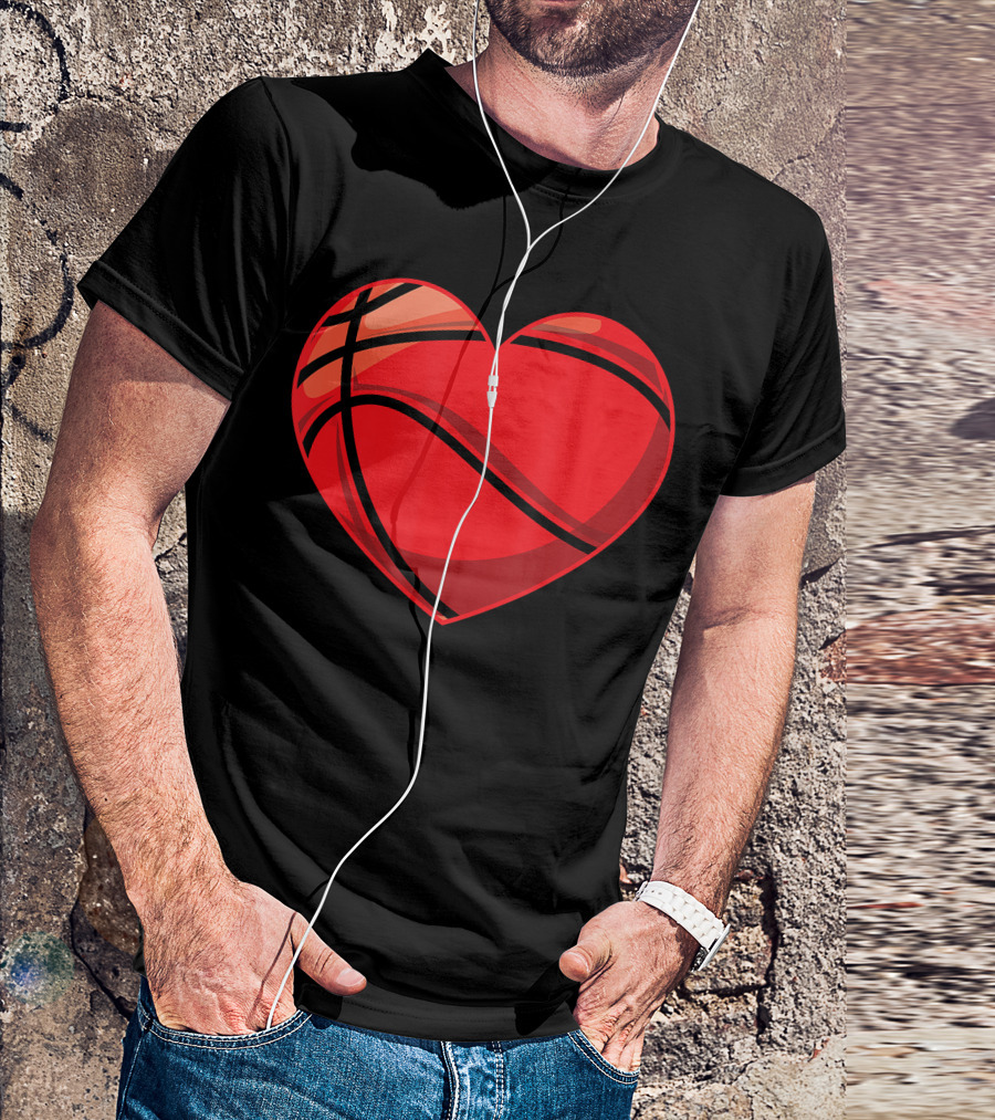 Valentines Day Boys Heart-Shaped Basketball T-Shirt