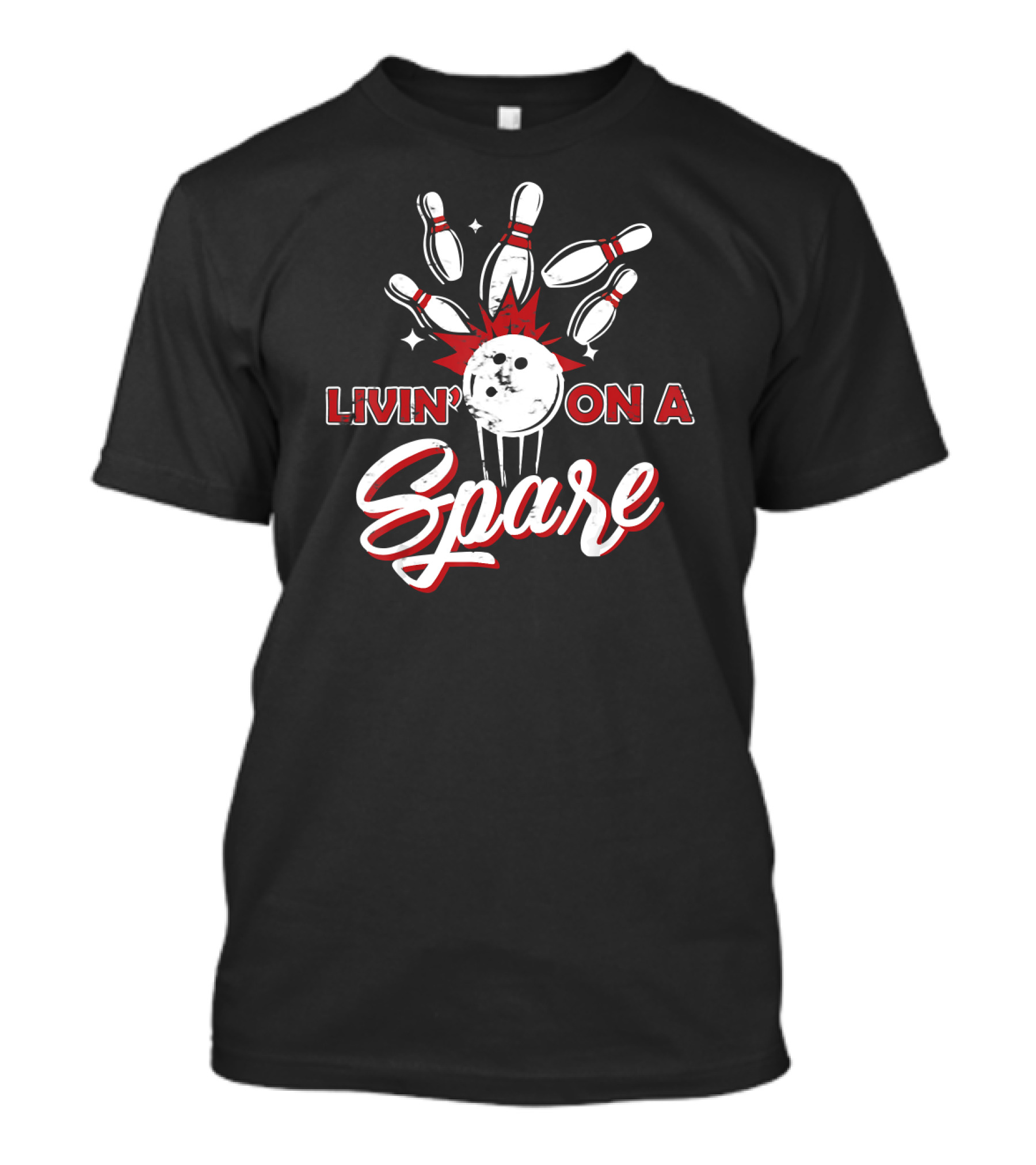 Livin' On A Spare Funny Bowling Pins Collision T-Shirt