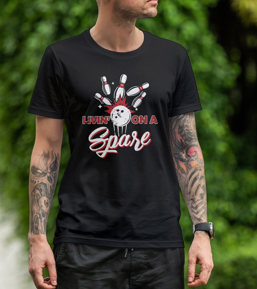 Livin' On A Spare Funny Bowling Pins Collision T-Shirt
