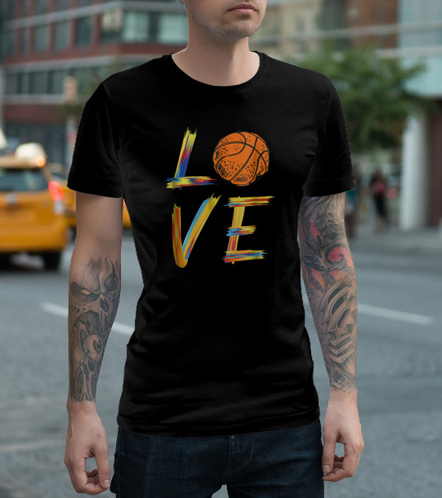 Love Basketball Sport Basketball Vibrant Brushstroke T-Shirt